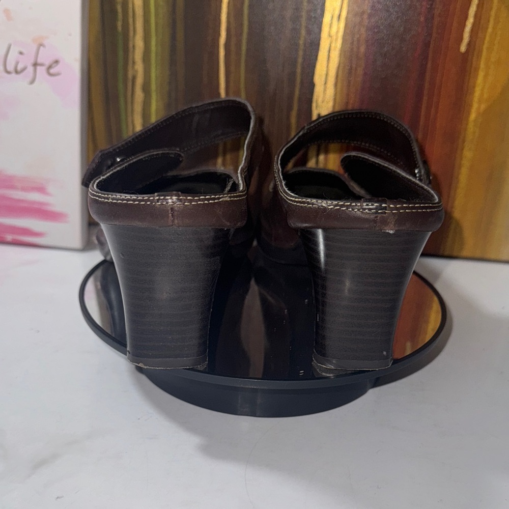 Flexation by Aerosoles Susie Brown Leather Mules - Women’s Size 9B - Picture 4 of 8